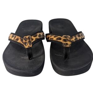 Vionic Brown and Black Sandals with Comfort and Style. Boho Summer Flip Flops